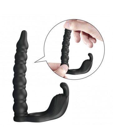 Blackney Anillo Vibrador con Plug Silicona Negro