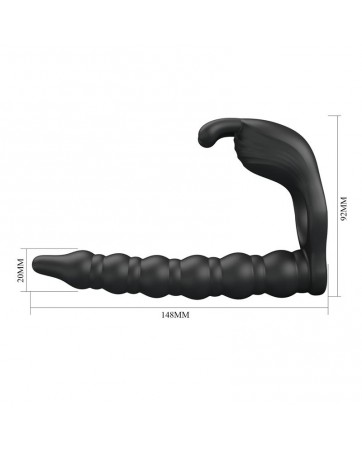 Blackney Anillo Vibrador con Plug Silicona Negro