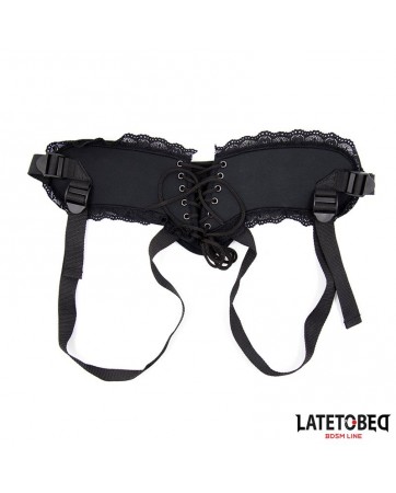 Arnes Strap On Encaje con Anillo Silicona Ajustable