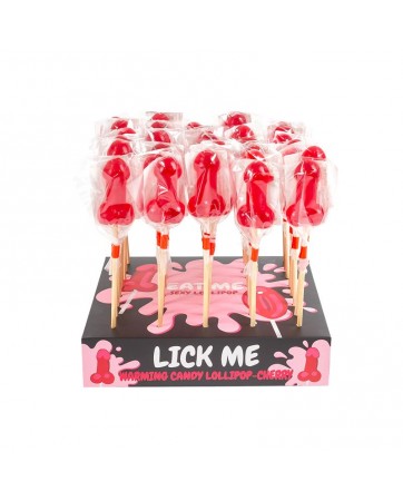 Display Piruleta Pene Cereza Efecto Calor Picante 40pcs