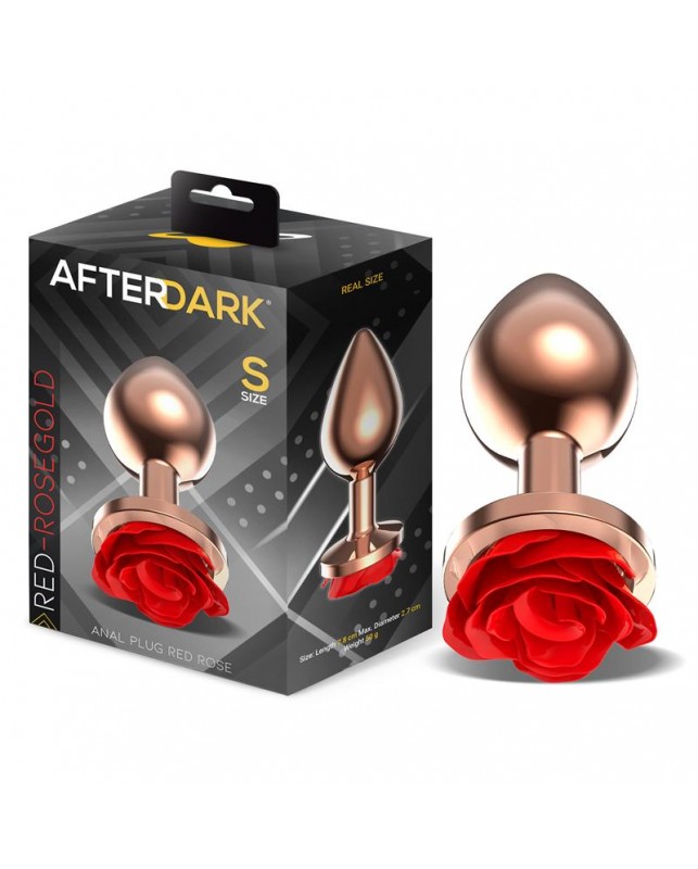 Rose Plug Anal Oro Rosa Rosa Roja en la Base Talla S