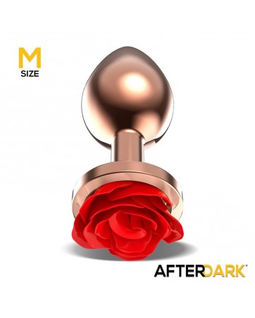 Rose Plug Anal Oro Rosa con Rosa Roja en la Base Talla M
