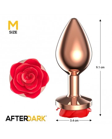 Rose Plug Anal Oro Rosa con Rosa Roja en la Base Talla M
