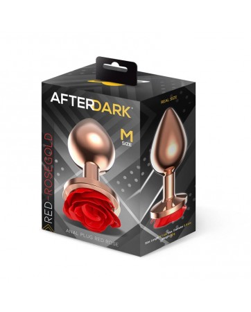 Rose Plug Anal Oro Rosa con Rosa Roja en la Base Talla M
