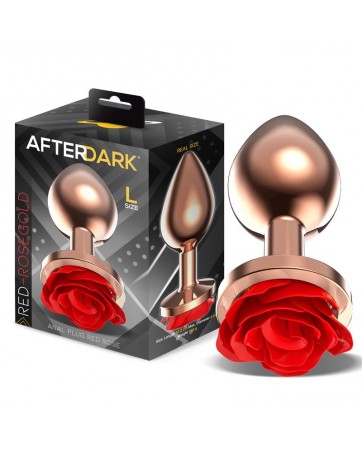 Rose Plug Anal Oro Rosa Base de Rosa Roja Talla L
