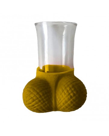 Chupito de Cristal con Testiculos Dorado