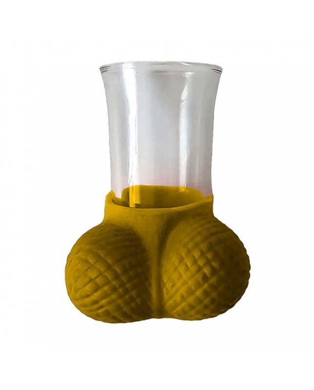 Chupito de Cristal con Testiculos Dorado