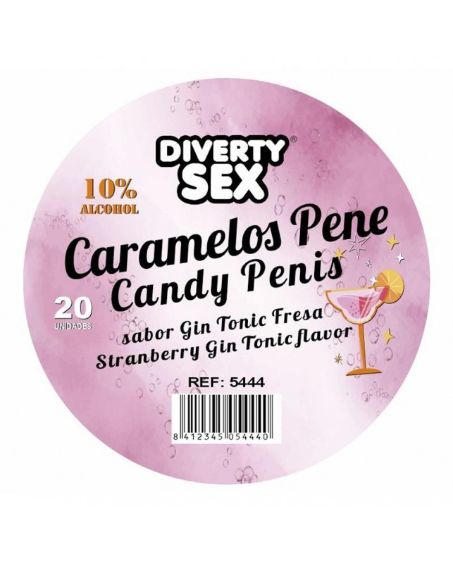 20 Caramelos Forma de Pene Sabor Gin Tonic
