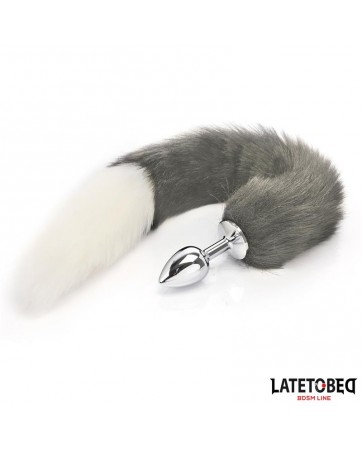 Plug Anal con Cola Blanco y Negro 40 cm