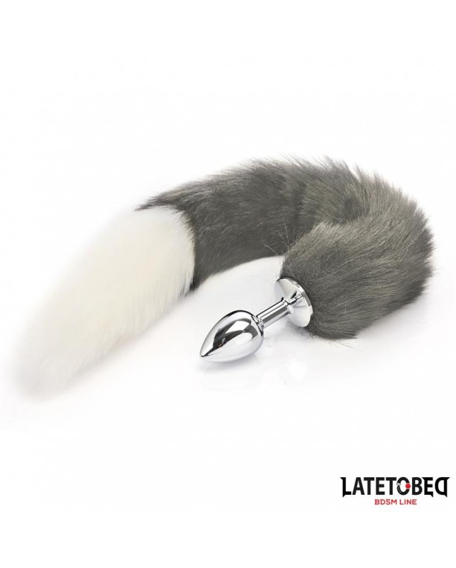 Plug Anal con Cola Blanco y Negro 40 cm