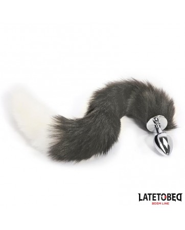 Plug Anal con Cola Blanco y Negro 40 cm
