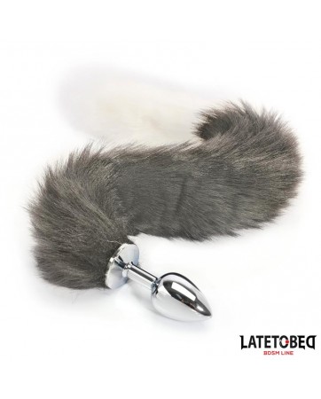 Plug Anal con Cola Blanco y Negro 40 cm