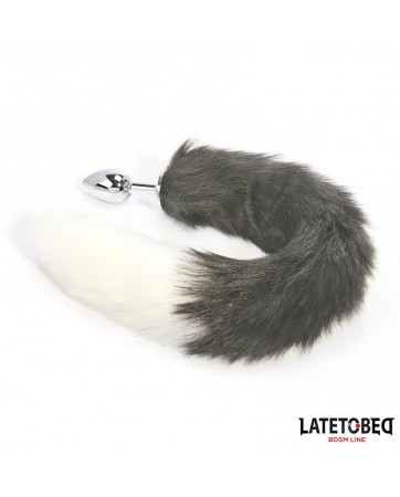 Plug Anal con Cola Blanco y Negro 40 cm