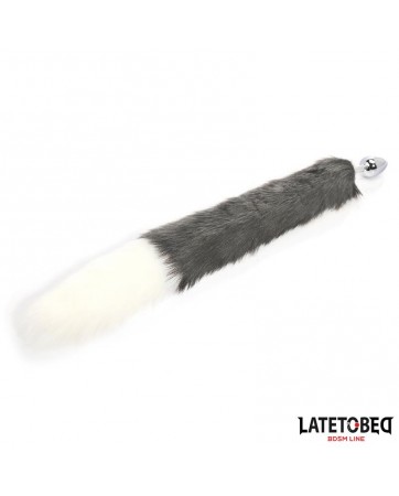 Plug Anal con Cola Blanco y Negro 40 cm