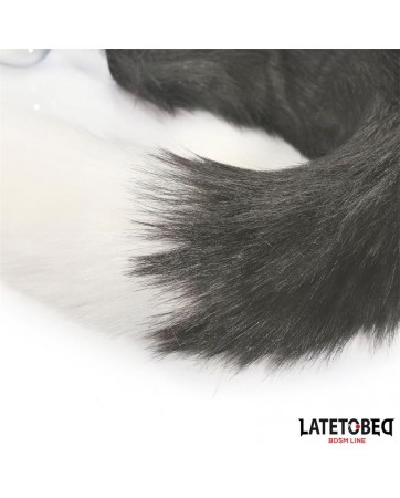 Plug Anal con Cola Blanco y Negro 40 cm