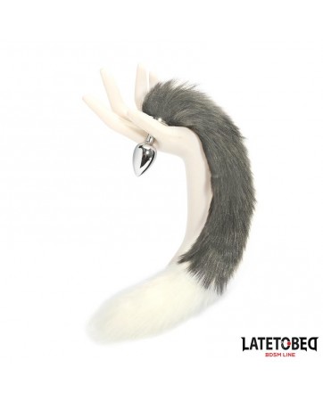 Plug Anal con Cola Blanco y Negro 40 cm