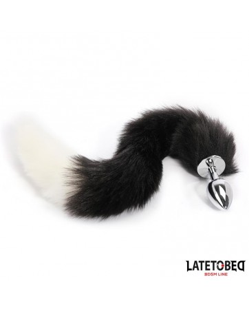 Plug Anal con Cola Blanco y Negro 40 cm