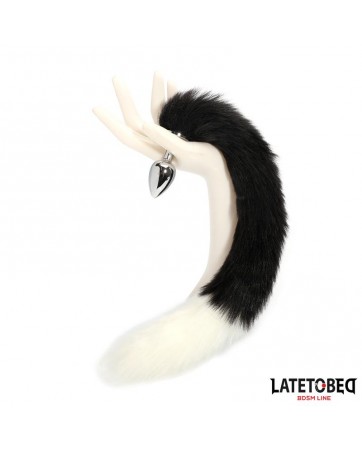 Plug Anal con Cola Blanco y Negro 40 cm