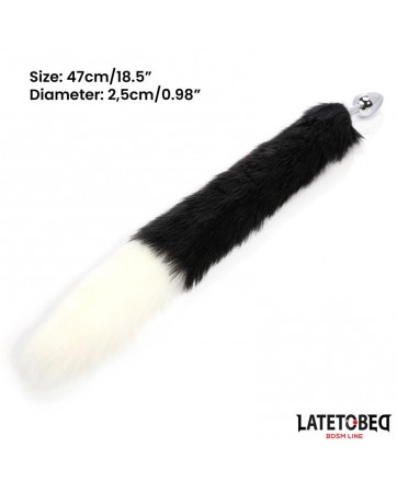 Plug Anal con Cola Blanco y Negro 40 cm