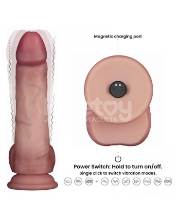 Dildo con Vibracion Piel Deslizante Silicona Dual Layer 8