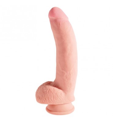 Dildo Triple Densidad con Testiculos Plus 10 Natural