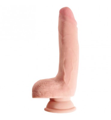 Dildo Triple Densidad con Testiculos Plus 9 Natural