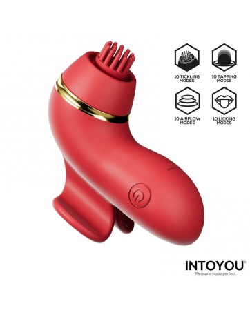 Beeny Estimulador con 4 Cabezales Succion Tapping Tickling y Licking