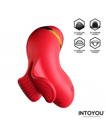 Beeny Estimulador con 4 Cabezales Succion Tapping Tickling y Licking