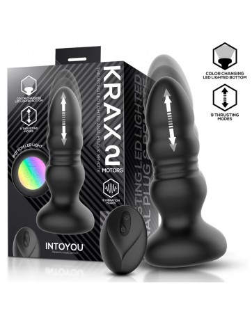 Krax Plug Anal con Vibracion Thrusting y Luz Led con Control Remoto