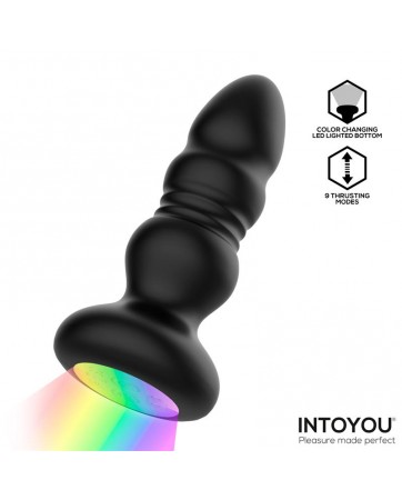 Krax Plug Anal con Vibracion Thrusting y Luz Led con Control Remoto