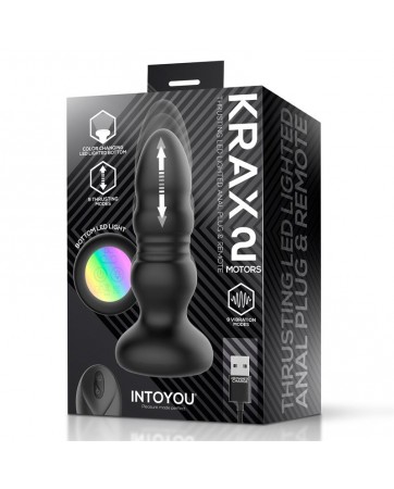 Krax Plug Anal con Vibracion Thrusting y Luz Led con Control Remoto