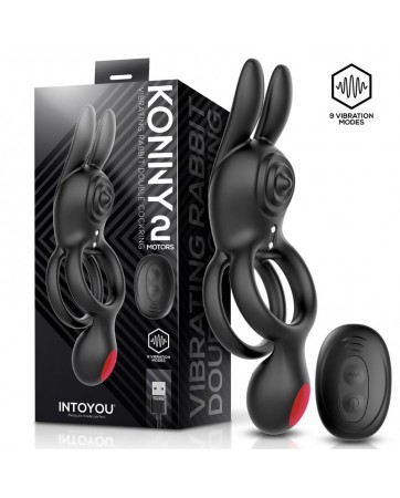 Konny Anillo Vibrador Doble con Conejito y Control Remoto