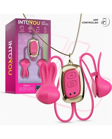 Tickly Pinzas para Pezones con Vibracion Control y Collar con APP