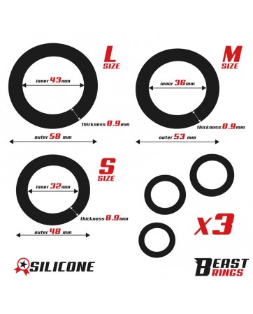 Set de 3 Anillos para el Pene Silicona S M y L