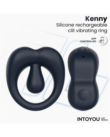 Kenny Anillo Vibrador con Estimulador de Clitoris y APP Azul Oscuro