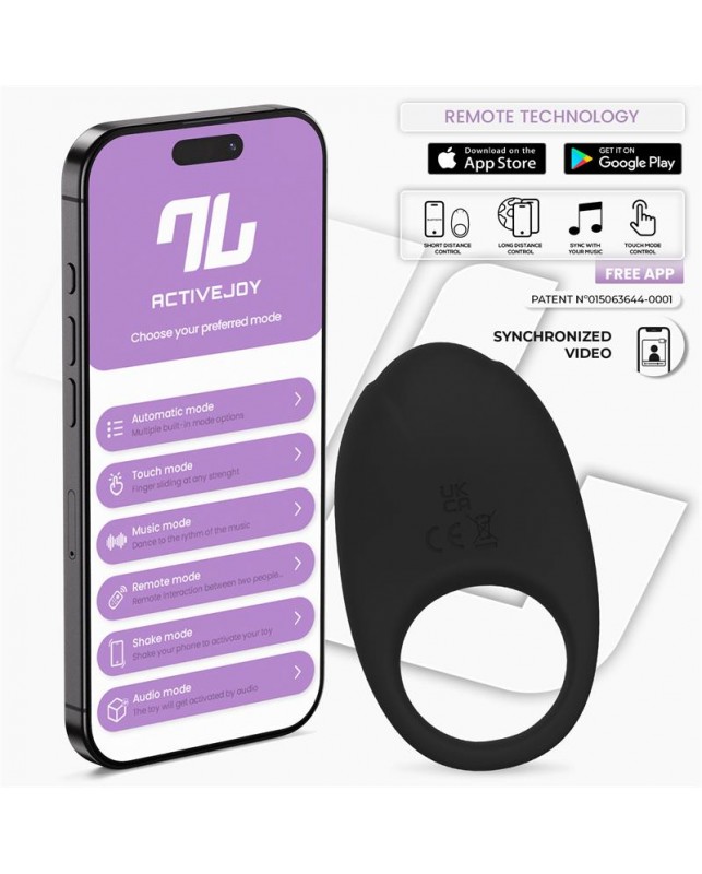 Ringo Anillo Vibrador con APP Unibody Negro