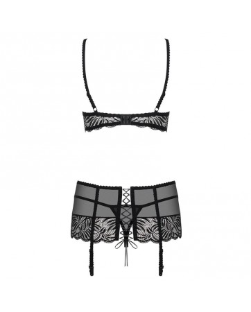 Contica Set de 3 Piezas con Liguero Negro