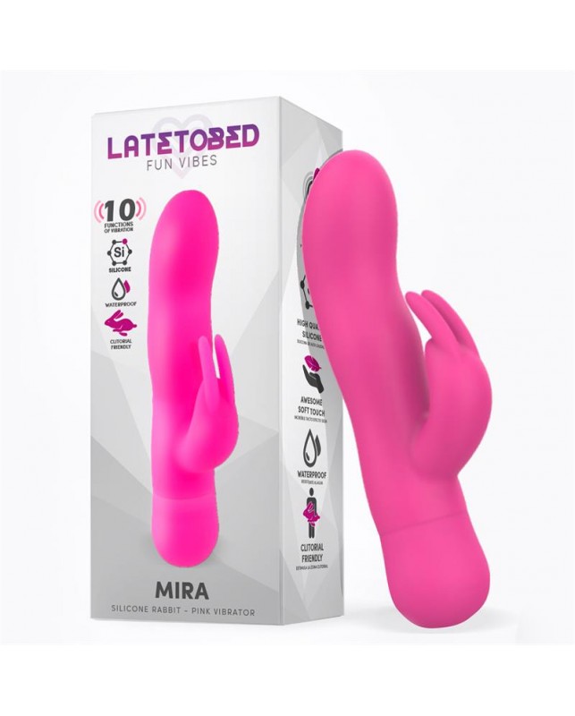 Mira Vibrador con Conejito Silicona Rosa
