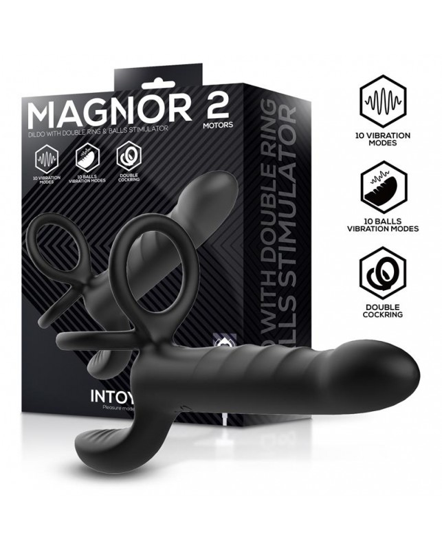 Magnor Dildo con Anillo Doble y Estimulador de Testiculos