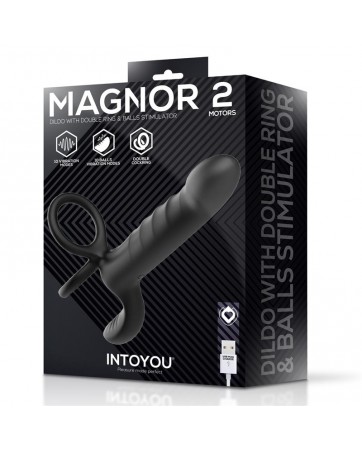 Magnor Dildo con Anillo Doble y Estimulador de Testiculos