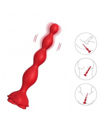Cadena Anal con Vibracion Base de Rosa