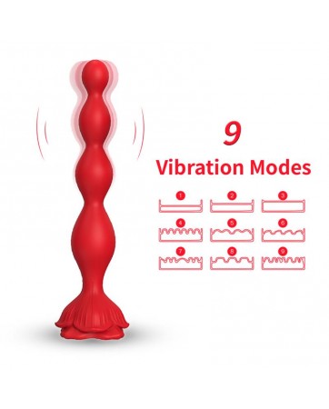 Cadena Anal con Vibracion Base de Rosa
