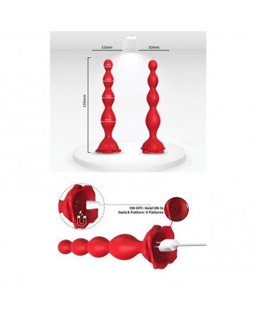 Cadena Anal con Vibracion Base de Rosa