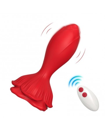 Plug Anal con Vibracion Base de Rosa