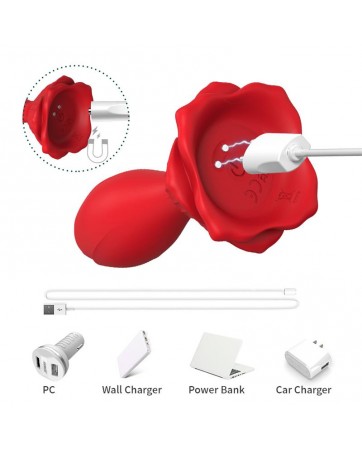 Plug Anal con Vibracion Base de Rosa
