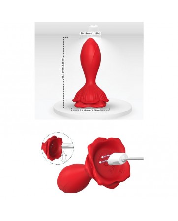 Plug Anal con Vibracion Base de Rosa
