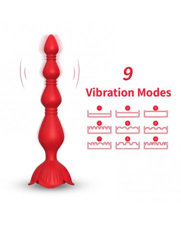 Cadena Anal con Vibracion Base de Rosa