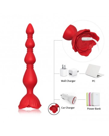 Cadena Anal con Vibracion Base de Rosa