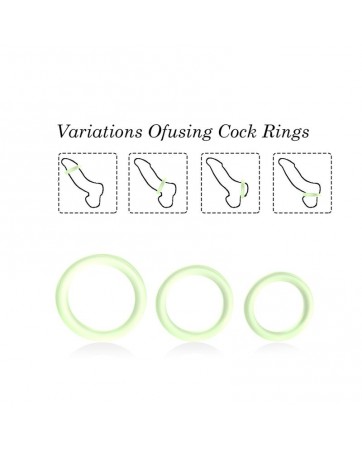 Set 3 Anillos para el Pene Brilla en la Oscuridad