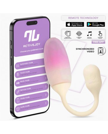 NexEgg Huevo Vibrador Silicona Doble capa App Beige Rosa